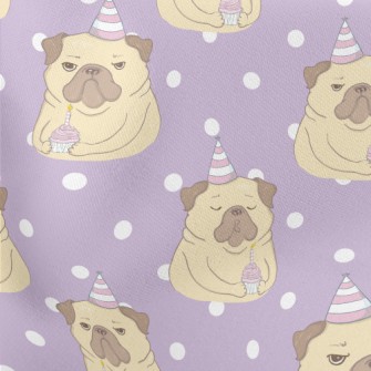 Bulldog Celebrates Birthday Lightweight Cotton Poplin