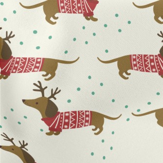 Celebrating Christmas Dachshun Lightweight Cotton Poplin