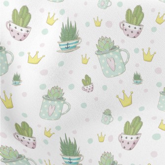 Crown And Succulents Lightweight Cotton Poplin