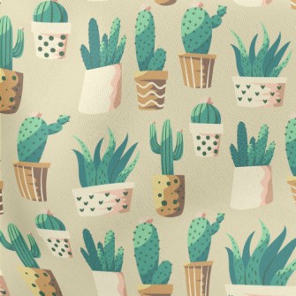 Cactus And Succulent Potted Pl Lightweight Cotton Poplin