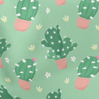 Prickly Cactus Potted Plant Lightweight Cotton Poplin