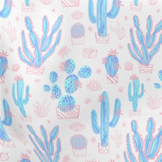 Hand Drawn Cactus Lightweight Cotton Poplin