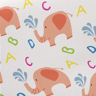 ABCD Elephant Sprays Water Midweight Cotton Poplin