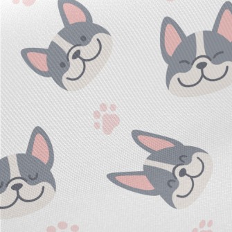 Bulldog With Dog Paw Prints Midweight Cotton Poplin