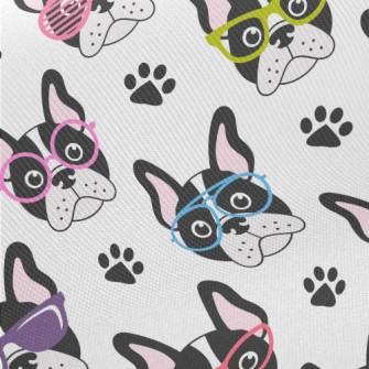 Bulldog With Colored Glasses Midweight Cotton Poplin