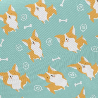 Corgi And Dog Bones Midweight Cotton Poplin
