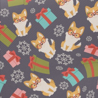 Smart Corgi And Gift Midweight Cotton Poplin