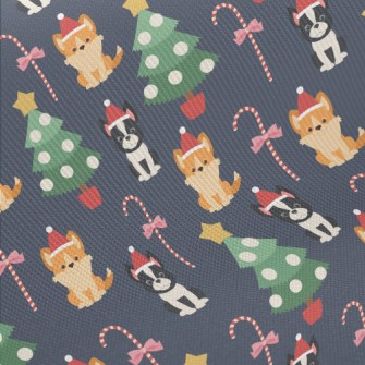 Christmas French Bulldog And C Midweight Cotton Poplin