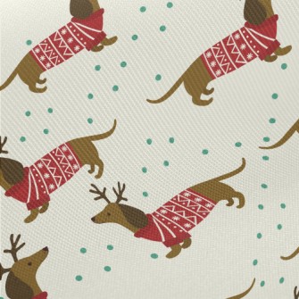 Celebrating Christmas Dachshun Midweight Cotton Poplin