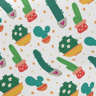 Beautiful Potted Cactus Midweight Cotton Poplin