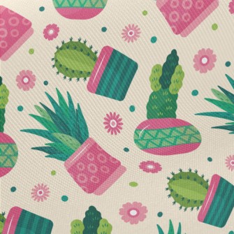 Beautiful Succulent Potted Pla Midweight Cotton Poplin