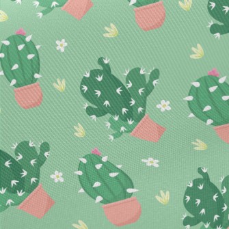 Prickly Cactus Potted Plant Midweight Cotton Poplin