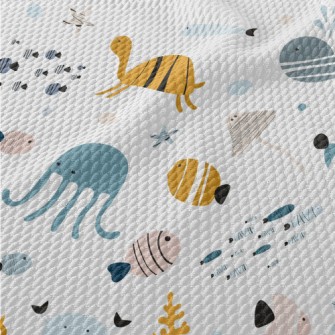 Simple Cute Marine Life Birdseye Piqué