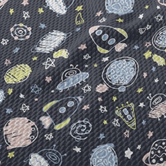 Hand Drawn Children Exploring  Birdseye Piqué