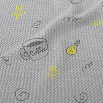 Coffee Cup Light Bulb Stars Birdseye Piqué