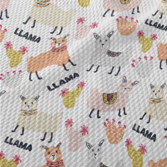 Doodle Cute Alpaca Birdseye Piqué