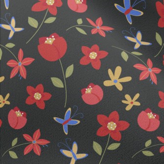 Bright Red Flowers Chiffon