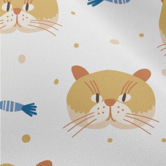 Cute Cat And Fish Chiffon