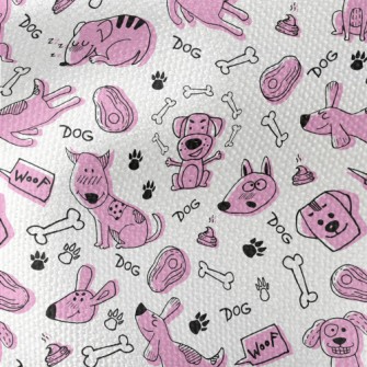 Doodle Pink Puppy Waterproof Canvas