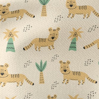 Cute Tiger Drawing By Children Waterproof Canvas