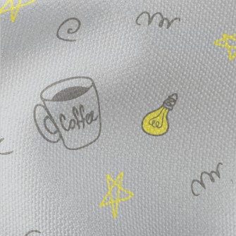 Coffee Cup Light Bulb Stars Waterproof Canvas