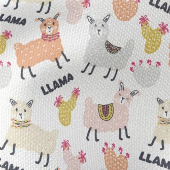 Doodle Cute Alpaca Waterproof Canvas