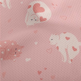 Pink Love Cat Athletic Mesh Flat Back