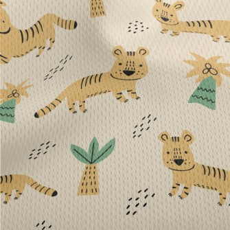 Cute Tiger Drawing By Children Athletic Mesh Flat Back