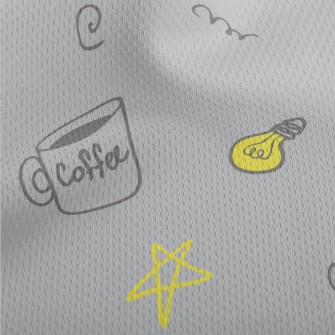 Coffee Cup Light Bulb Stars Athletic Mesh Flat Back