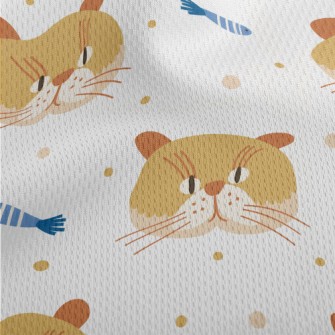 Cute Cat And Fish Athletic Mesh Flat Back