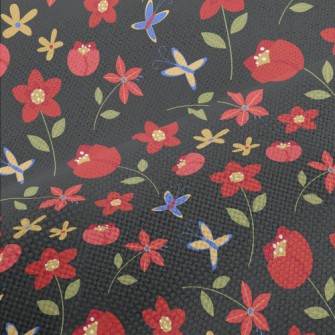 Bright Red Flowers Performance Linen