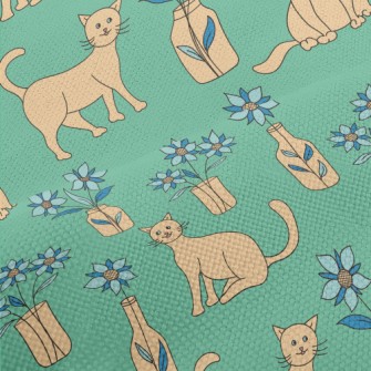 Doodle Monochrome Cat Performance Linen