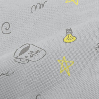 Coffee Cup Light Bulb Stars Performance Linen