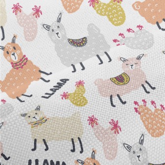 Doodle Cute Alpaca Performance Linen