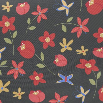 Bright Red Flowers Twill