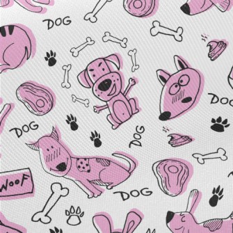 Doodle Pink Puppy Twill