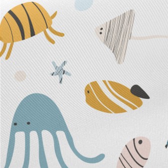 Simple Cute Marine Life Twill