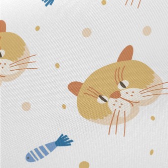 Cute Cat And Fish Twill