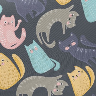 Colorful Playful Cat Twill