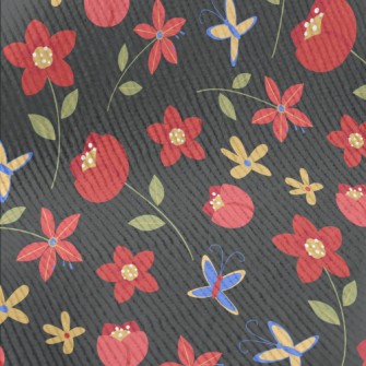 Bright Red Flowers Standard Corduroy