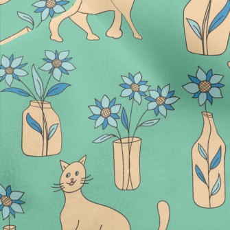 Doodle Monochrome Cat Micro Fleece