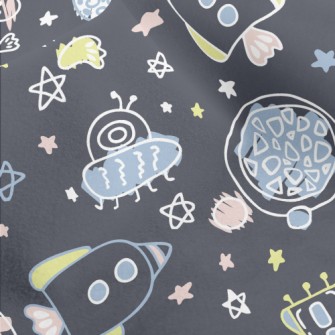 Hand Drawn Children Exploring  Micro Fleece