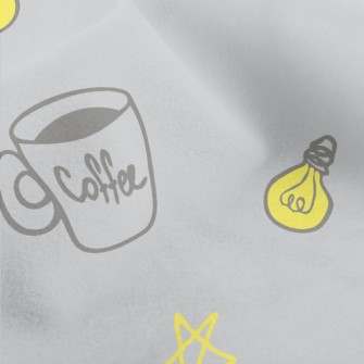 Coffee Cup Light Bulb Stars Micro Fleece