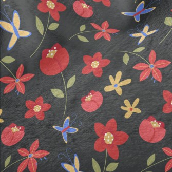 Bright Red Flowers Minky