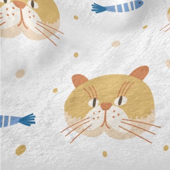 Cute Cat And Fish Minky