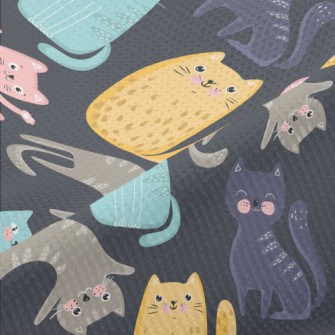 Colorful Playful Cat Piqué