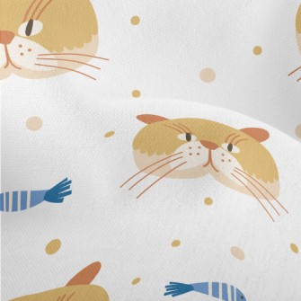 Cute Cat And Fish Lightweight Performance Linen