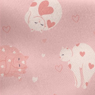 Pink Love Cat Jersey Backed Fleece