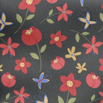 Bright Red Flowers Jersey Backed Fleece