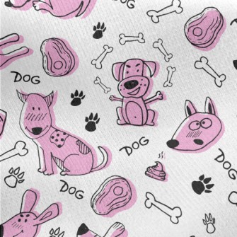 Doodle Pink Puppy Jersey Backed Fleece